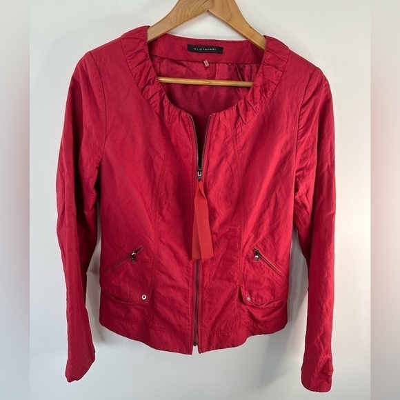 EUC Elie Tahari Zaria Red Fitted Zip Up Jacket - Picture 11 of 12